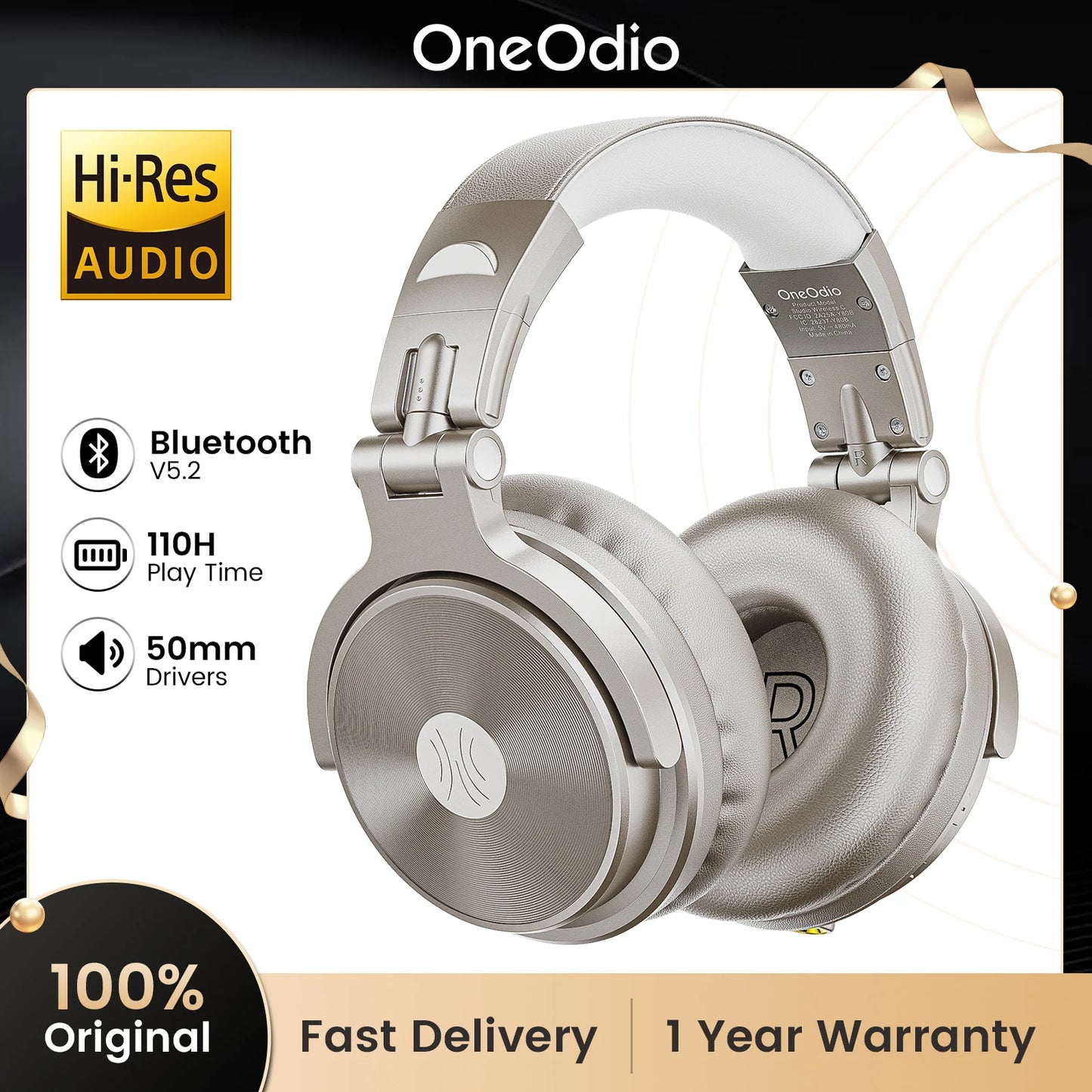 Oneodio Bluetooth 5.2 Wireless Headphones With Microphone 110H