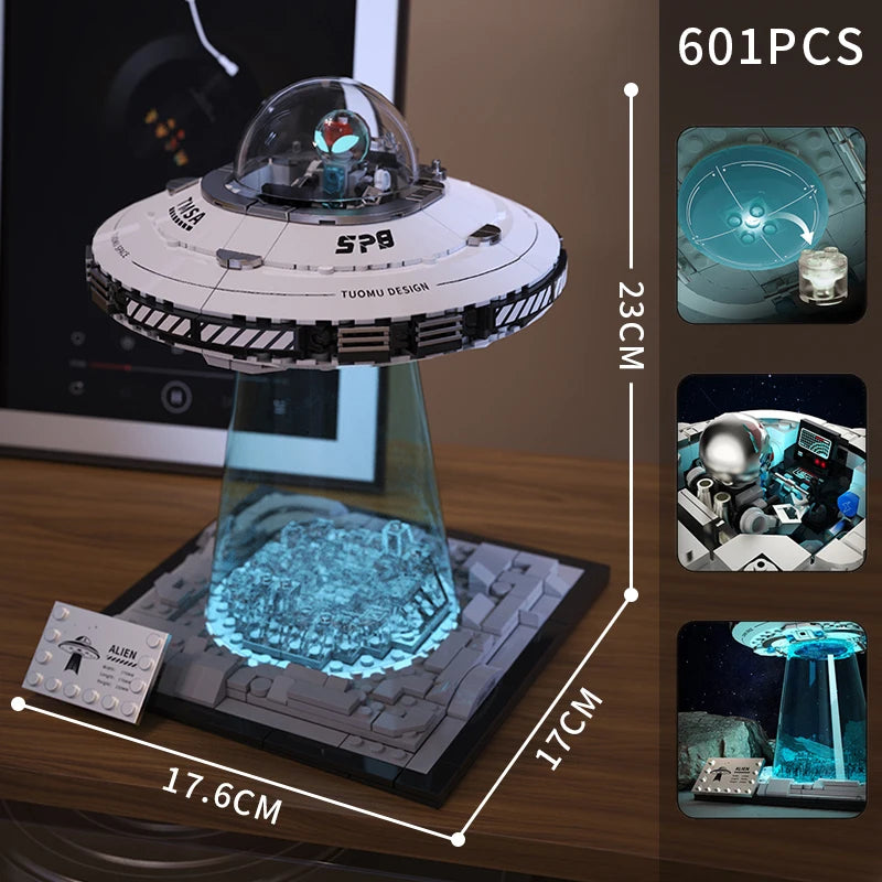 Hot 601pcs MOC Technical Space UFO Spaceship Building Blocks Spacecraft Bricks Model Assembling DIY  - Gallery image 18