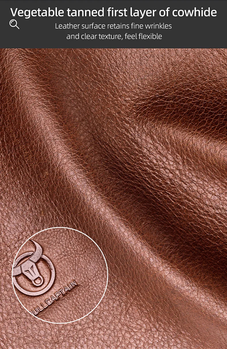 BULLCAPTAIN Leather Men's Messenger Bag Business Shoulder Bags