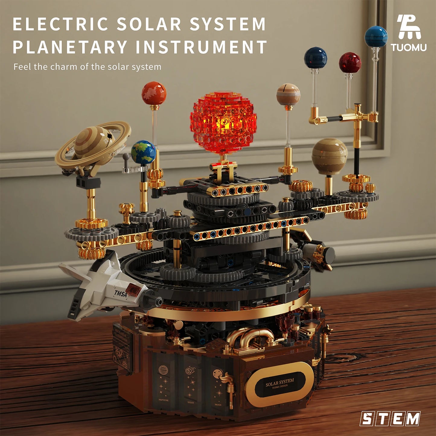 STEM Electric Rotating Universe Electric Solar System Light Building Blocks Sun Earth Model Space Sc - Additional view