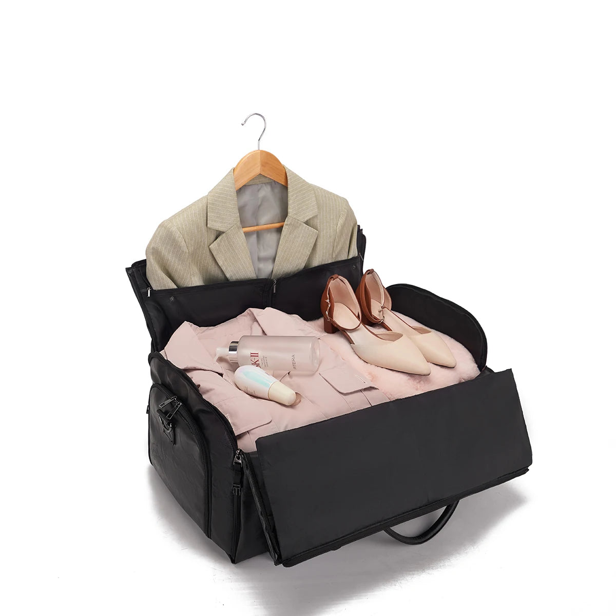 Leather oil wax pattern foldable and expandable multifunctional