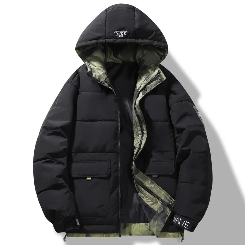 2025 Autumn Winter Loose Youth Cotton Padded Jacket Men Solid Color Parkas Winter Puffer Jackets Mal - Additional view
