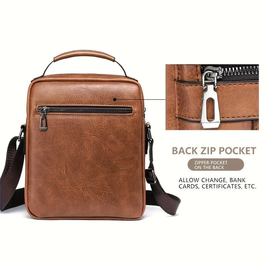 Men's Crossbody Bags Business Flap Male Solid Messenger Bag Travel