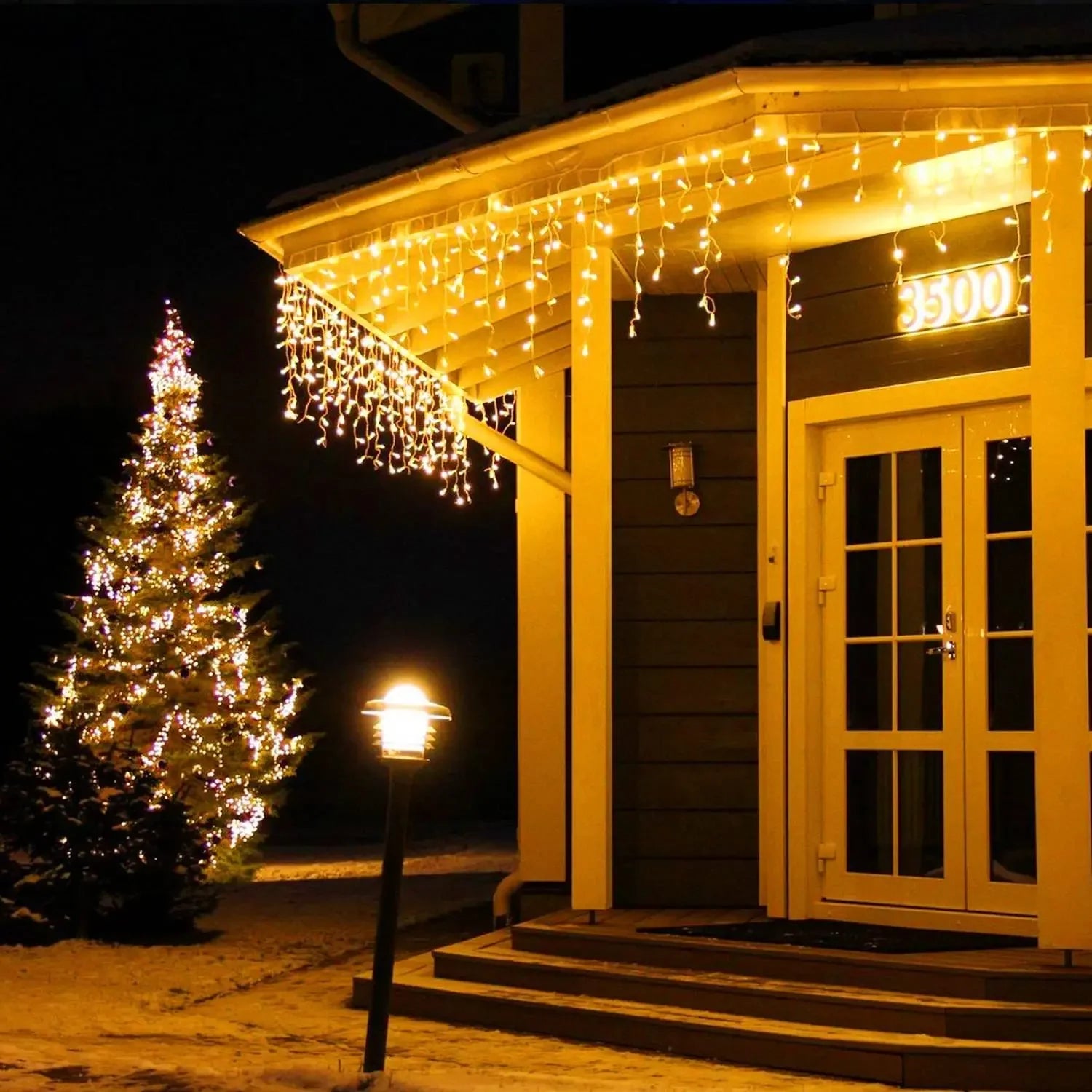 Christmas Waterfall Led Curtain Icicle Light 5M Eaves Decors Outdoor Fairy String Lights Wedding Party Patio Decor Garden ...