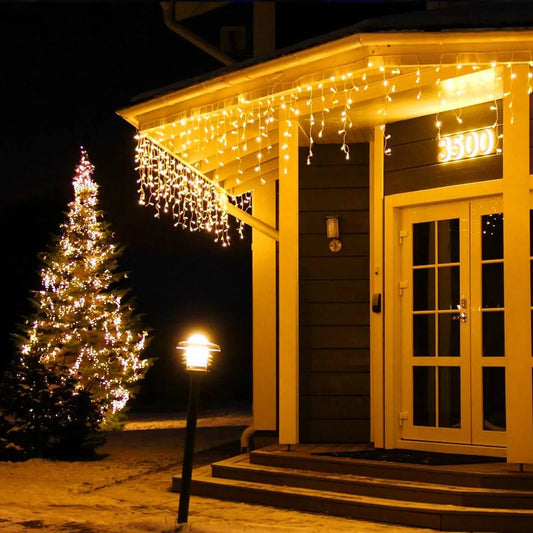 Christmas Waterfall Led Curtain Icicle Light 5M Eaves Decors Outdoor Fairy String Lights Wedding Party Patio Decor Garden ...