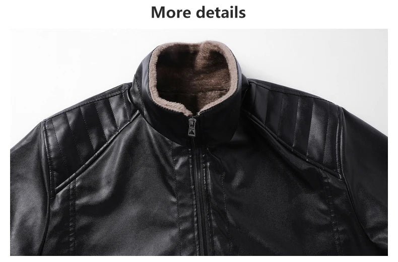 Winter Fleece-lined Leather Jacket Men 2025 New Coat Men's Top Windproof Leisure Mens Streetwear Zip - Gallery image 16