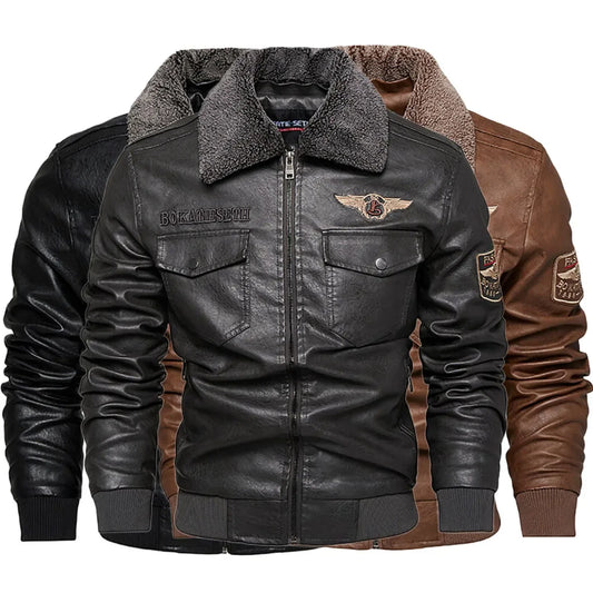 2025 Fur One Leather Coat Men Plus Velvet Autumn And Winter New Thicke - Main View