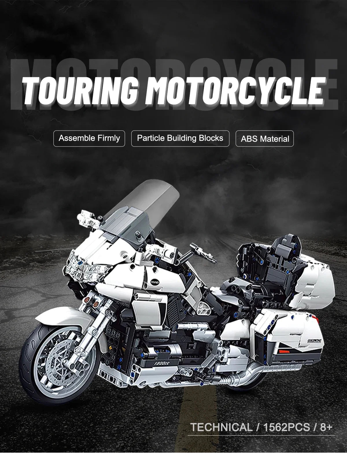 Gold Wing Touring Motorcycle Technical Model Building Blocks MOC Racing car Motorbike Bricks Sets To - Gallery image 7