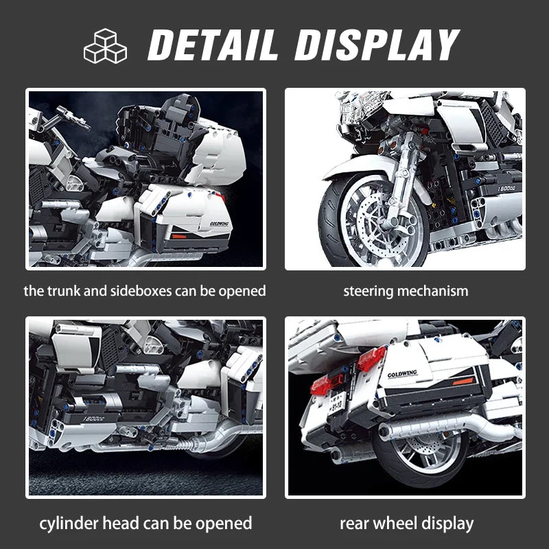 Gold Wing Touring  Motorcycle Technical Model Building Blocks MOC Racing car Motorbike Bricks Sets Toys For Kids Gifts 8110 - Usage Context Display