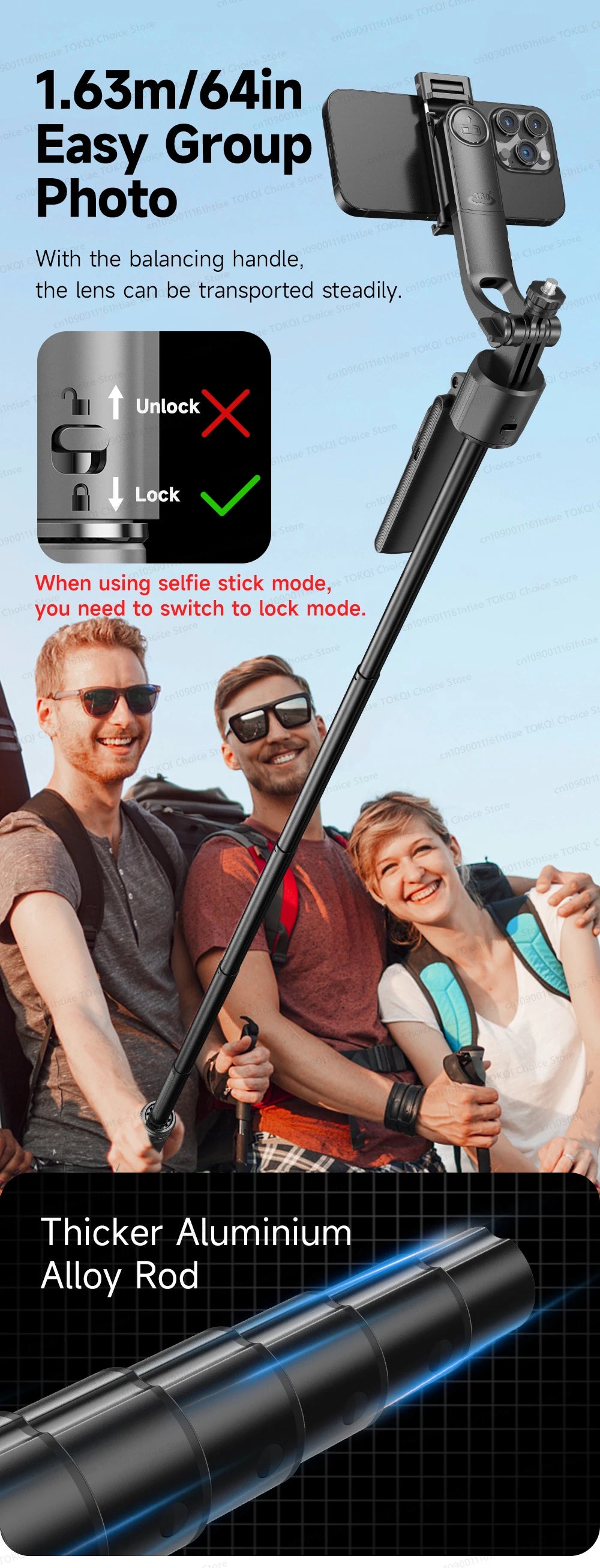 AI Tracking Gimbal - 360° Auto Rotate Selfie Stick | TOKQI - View 25