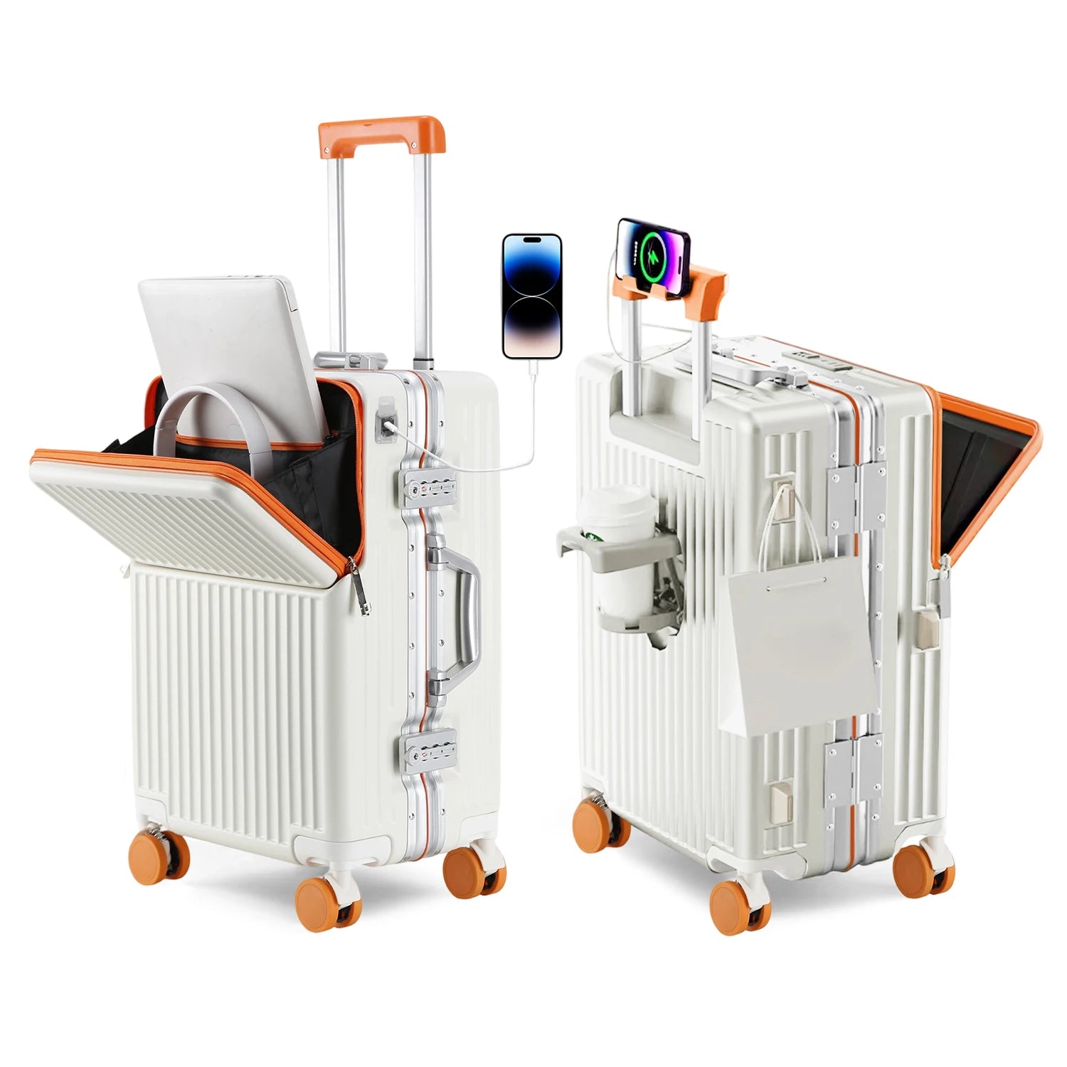 AIWEINY 2025 Aluminum Frame Suitcase PC Hard Shell Pressure - Usage Context Display