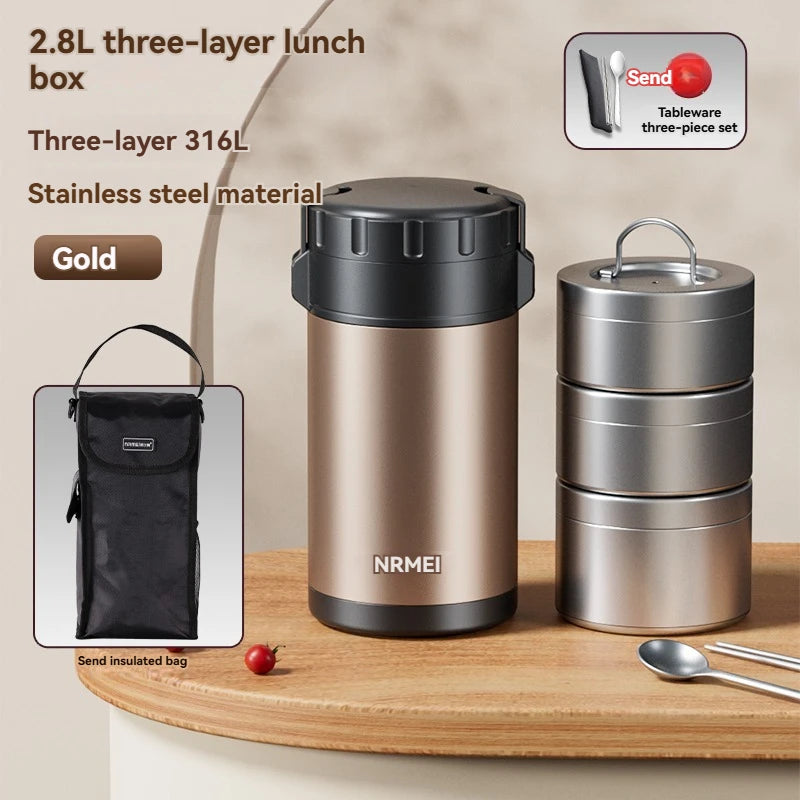 Stainless Steel Lunch Box, Large Capacity, Outdoor Bento Box,