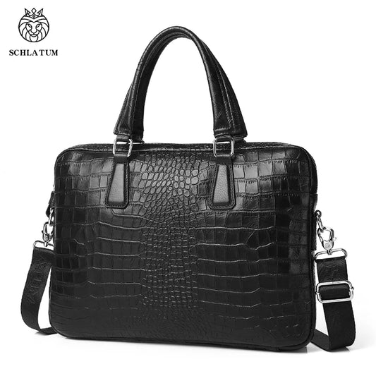 SCHLATUM Genuine Leather Crocodile Grain Briefcases Hard For Men 15.6 Inch Lapto - Main View