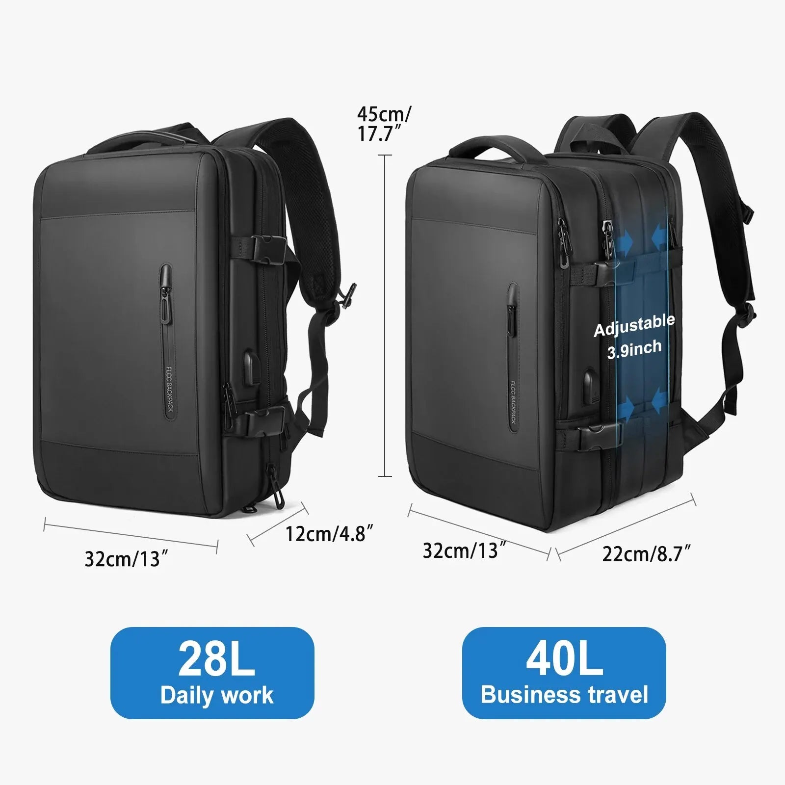 Likros Men Backpack Business Travel Backpack Carry on Waterproof Expandable Back - View 6