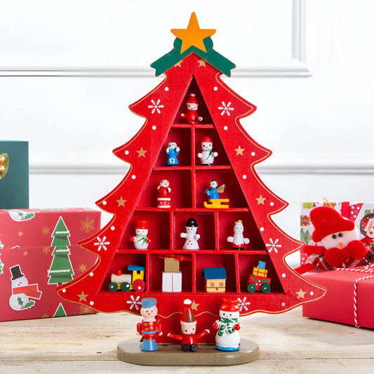 Christmas decorations small mini wooden Christmas tree DIY three-dimen - Main View