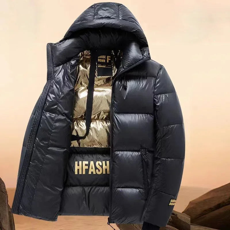 Down Jacket Men Waterproof - Luxury Hooded Goose Feather Puffer - Additional Angle