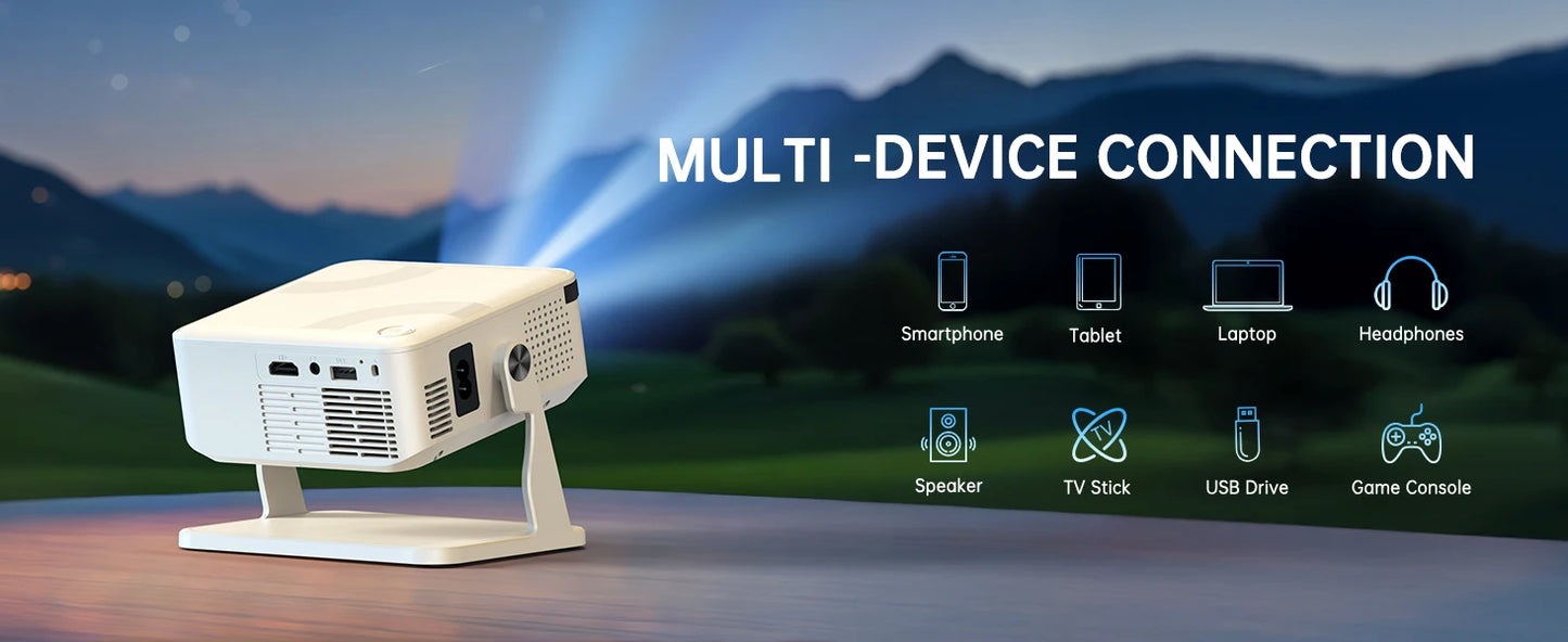 Portable 650ANSI Projector Native 1080P Android 11 Auto Focus & Keystone 4K 360° Rotate Wifi6 BT5.2 Airmouse Home Theater - Product Image 8