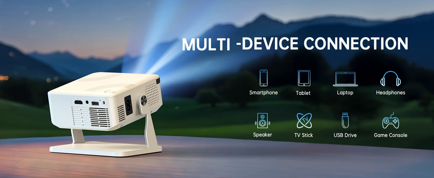 Portable 650ANSI Projector Native 1080P Android 11 Auto Focus & Keystone 4K 360° Rotate Wifi6 BT5.2 Airmouse Home Theater - Product Image 8