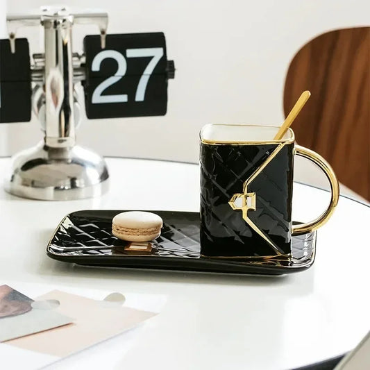 Handbag Shaped Mug Luruxy Coffee Cup Creative Tote Bag Shaped Cups Linner Saucer - Main View