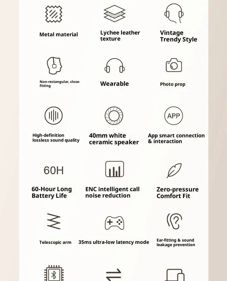 IKF R2 Retro Wireless Headphones Stereo Bass Sport Noise Reduction