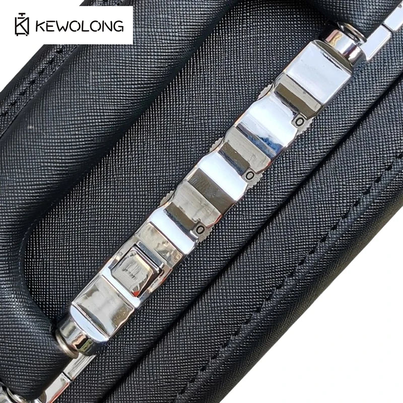 19 Inch Vintage Style Leather Briefcase, Combination Lock Document Case, Black Cross Texture File St - Gallery image 11