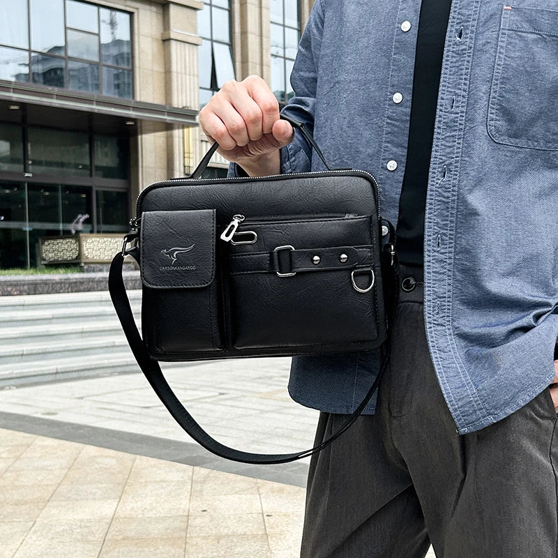 Fashion Men's Shoulder Bag PU Leather Handbag Business Briefcase