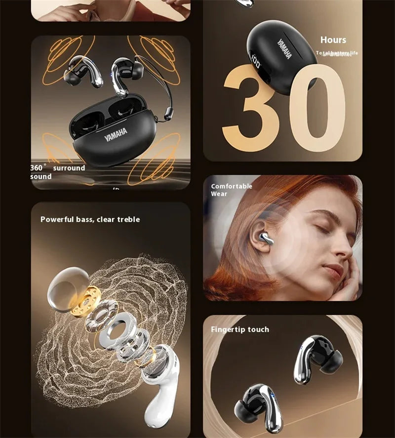 YAMAHA New Wireless Bluetooth Earphones Digital Display Call Intelligent Noise Reduction Stereo Head - Gallery image 7