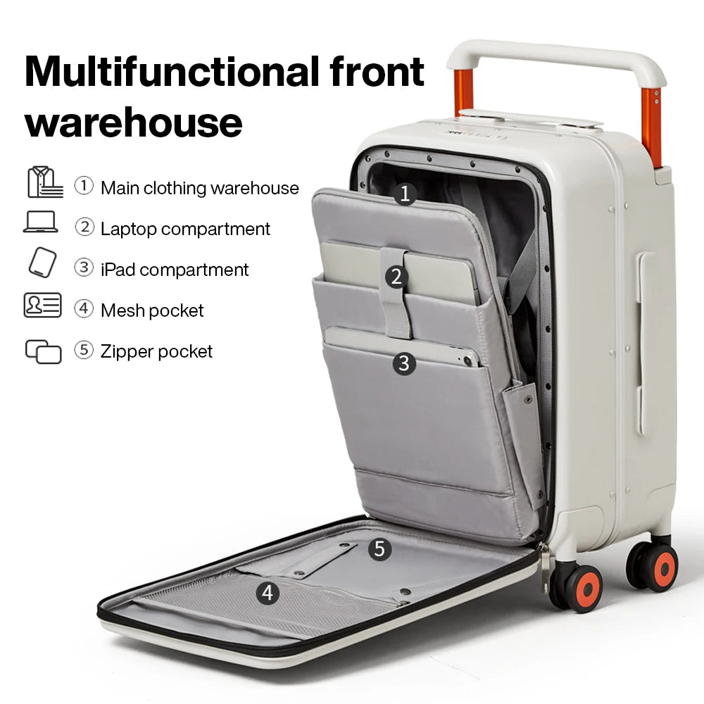 Mixi 2024 New Design Wide Handle Suitcase Men Carry-On Luggage Women Travel Trolley Case 20 Inch Cab - Additional view