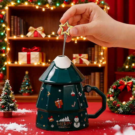 Christmas Tree Mug Ceramic Xmas Cup Funny Morning Drinkware Holiday Co - Main View