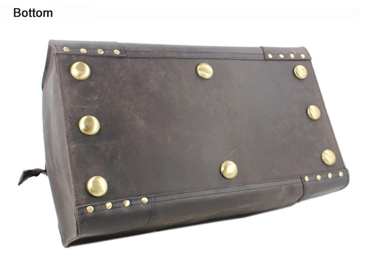 MUNUKI Vintage Crazy Horse Genuine Leather Travel bag Large Luggage