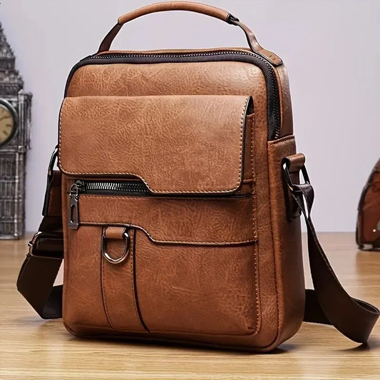 Men's Crossbody Bags Business Flap Male Solid Messenger Bag Travel