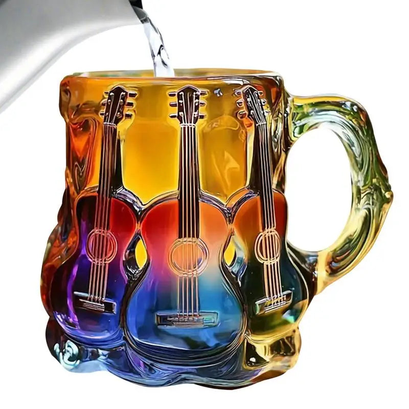 Guitar Mug Novelty Music Themed Mug Cup Latte Milk Hot Cocoa Beverages Glasses N - Side View