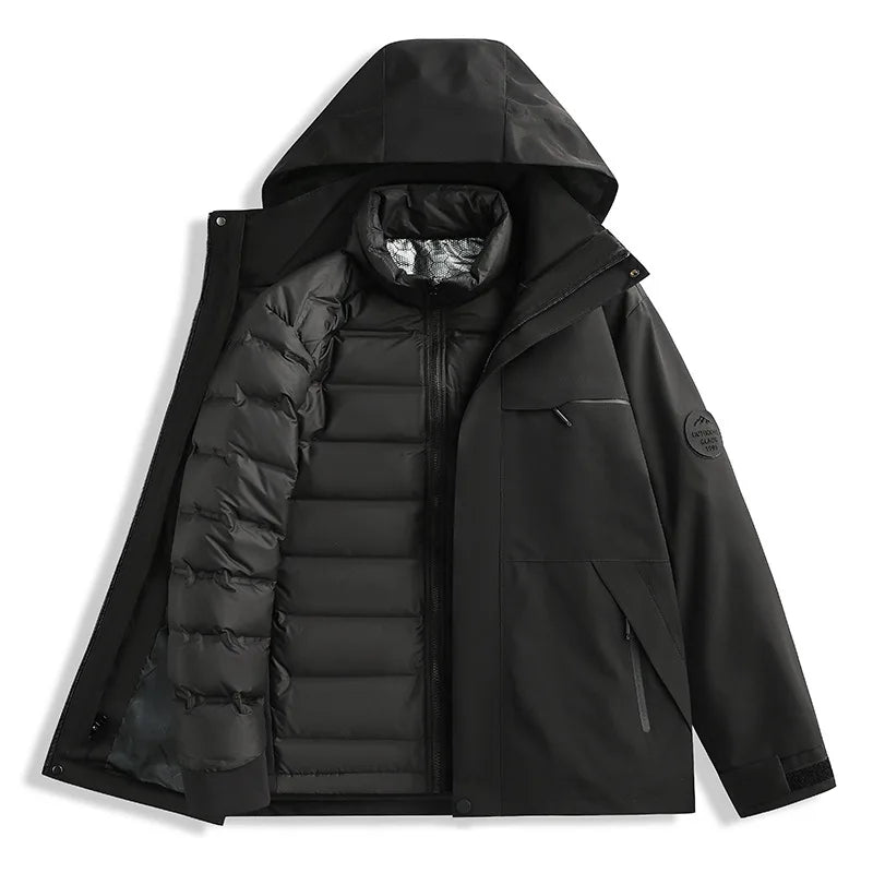 Neutral New Down Jacket 3-in-1 Adventure Thickened Warm Windbreaker Casual Travel Cold Protection Au - Additional view