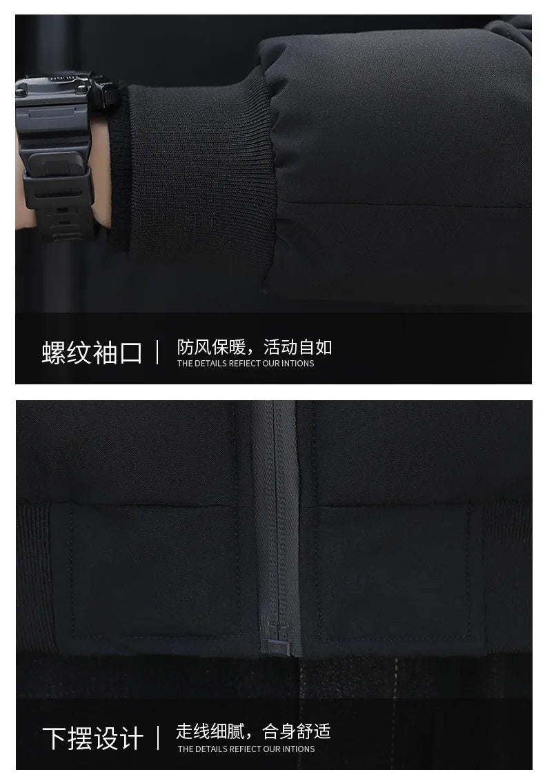 Men's Lightweight Warm Jacket Standing Collar Casual Horizontal Stripe down Winter Outerwear Windbre - Gallery image 17