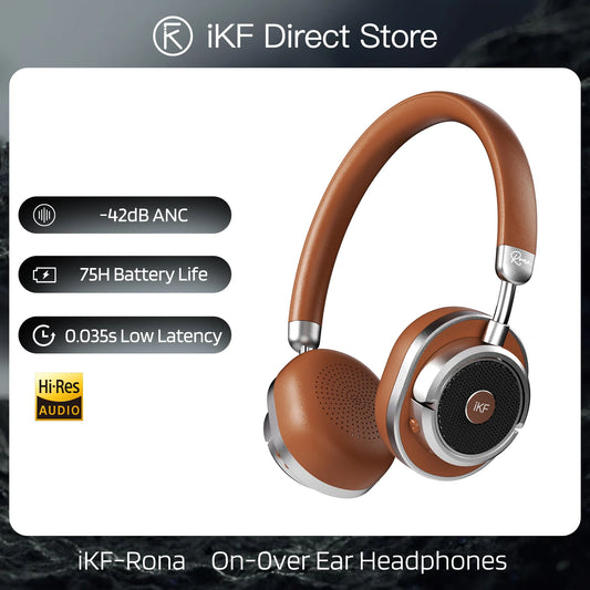 iKF Rona Vintage Fashion 42dB Active Noise Cancellation Headband