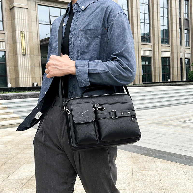 Fashion Men's Shoulder Bag PU Leather Handbag Business Briefcase