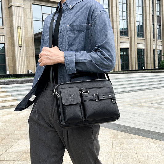 Fashion Men's Shoulder Bag PU Leather Handbag Business Briefcase