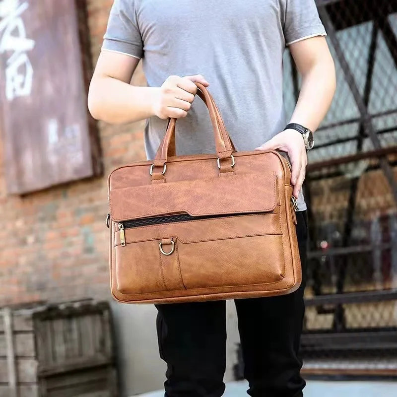 Luxury Brand Business Briefcase Men Leather Handbag For Man