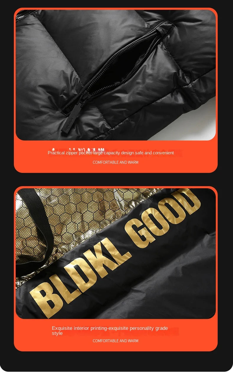 2024 Winter Goose Down Coat Men's Luxury Glossy Black Gold Long Down Jacket Women's Fashion Waterpro - Gallery image 8