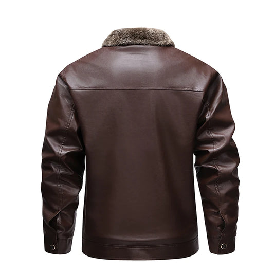 Winter Fleece-lined Leather Jacket Men 2025 New Coat Men's Top Windproof Leisure Mens Streetwear Zip - Product details
