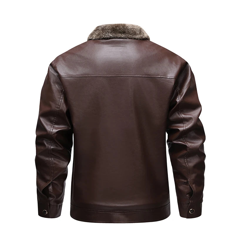 Winter Fleece-lined Leather Jacket Men 2025 New Coat Men's Top Windproof Leisure Mens Streetwear Zip - Product details