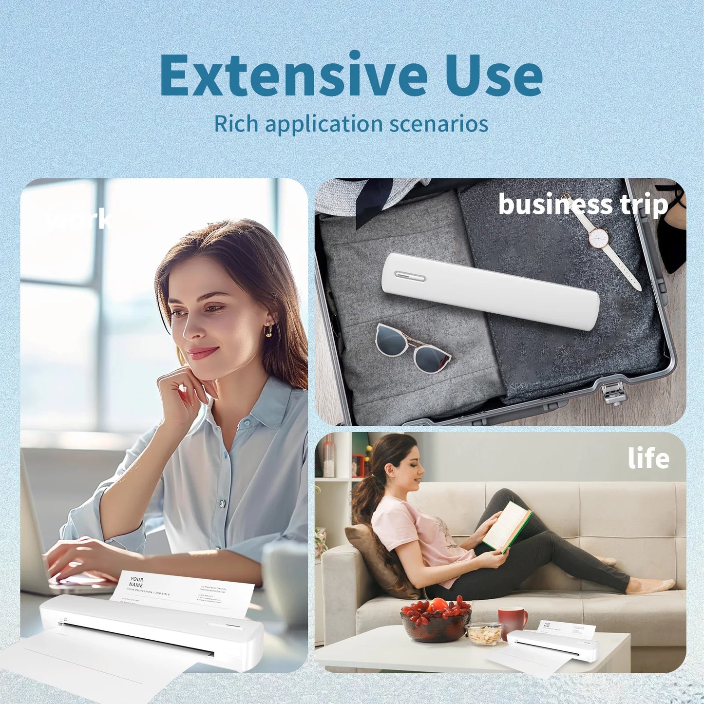 Portable Thermal Printer A4 - Wireless Inkless 300DPI - Features Highlight