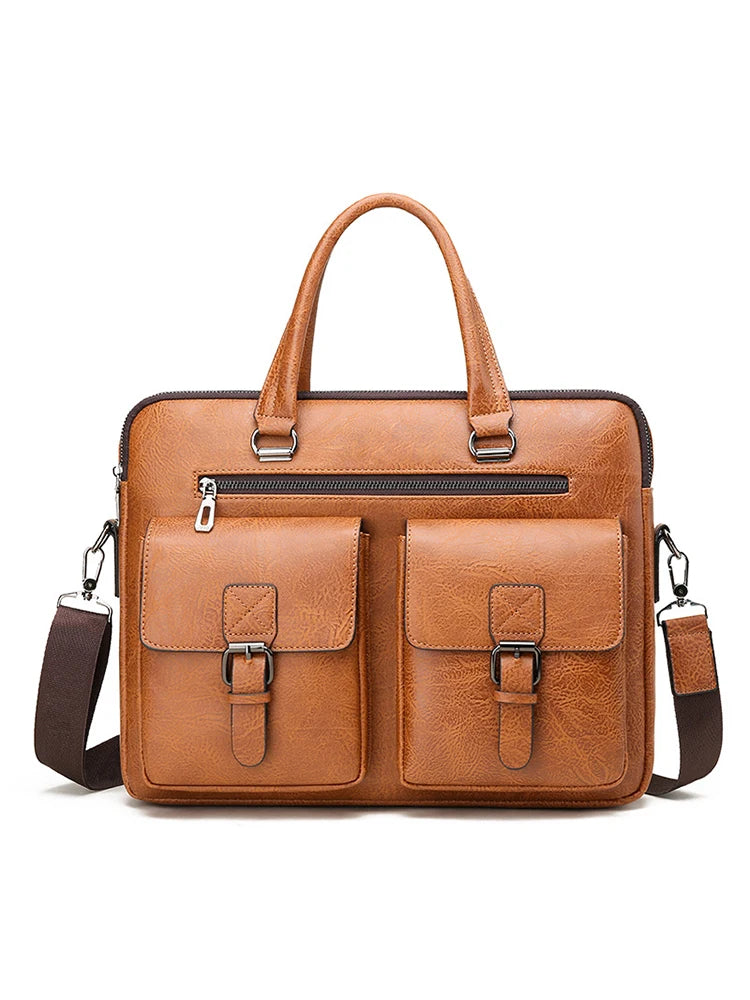Luxury Brand Man Business Briefcase Bag PU Leather Messenger