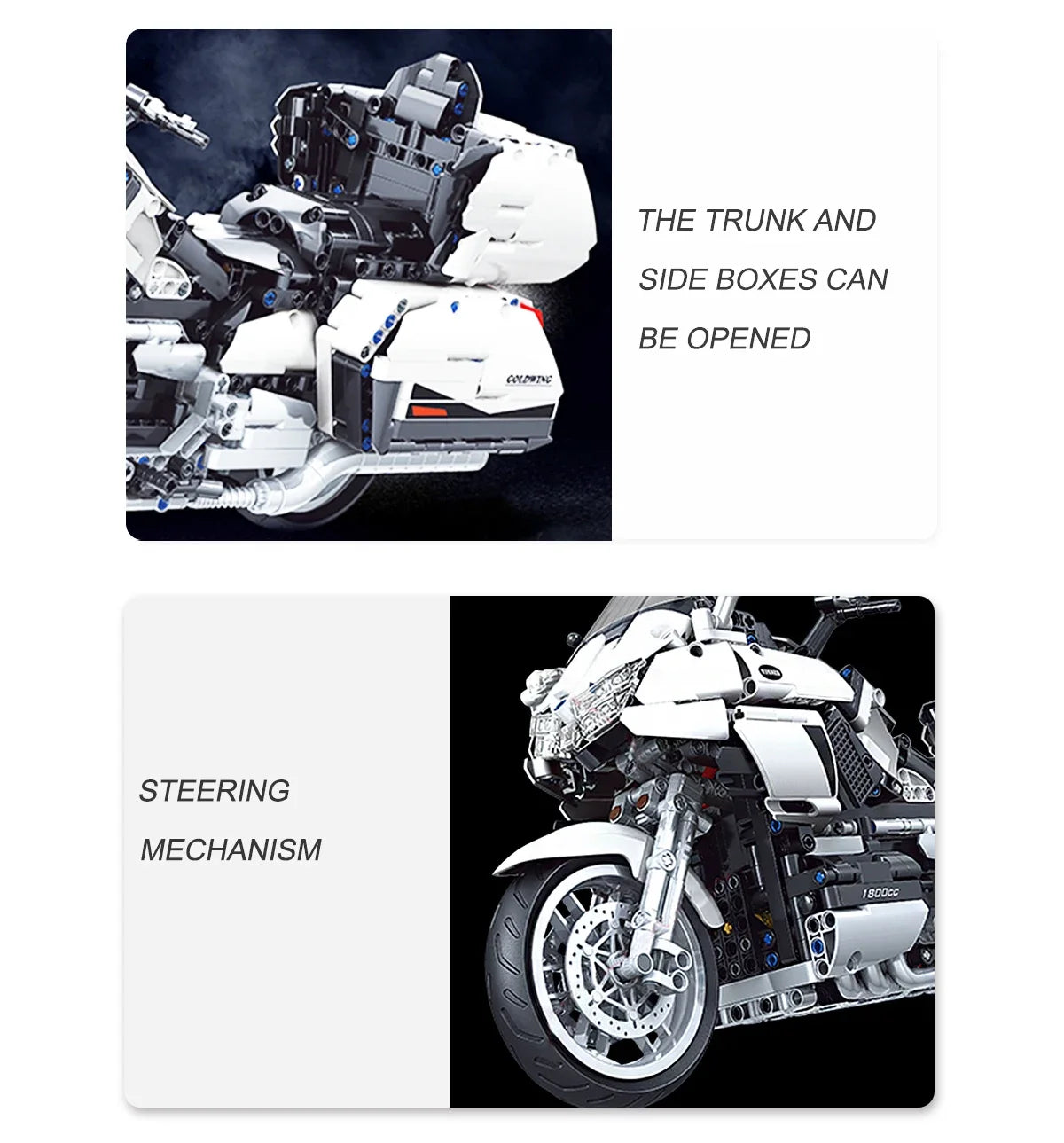 Gold Wing Touring Motorcycle Technical Model Building Blocks MOC Racing car Motorbike Bricks Sets To - Gallery image 10