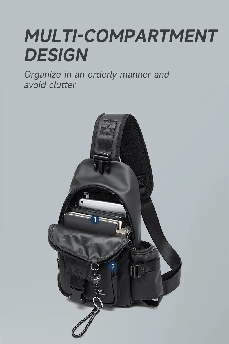 Septwolves Business Thin Printed Leather Crossbody Sling Bag Man