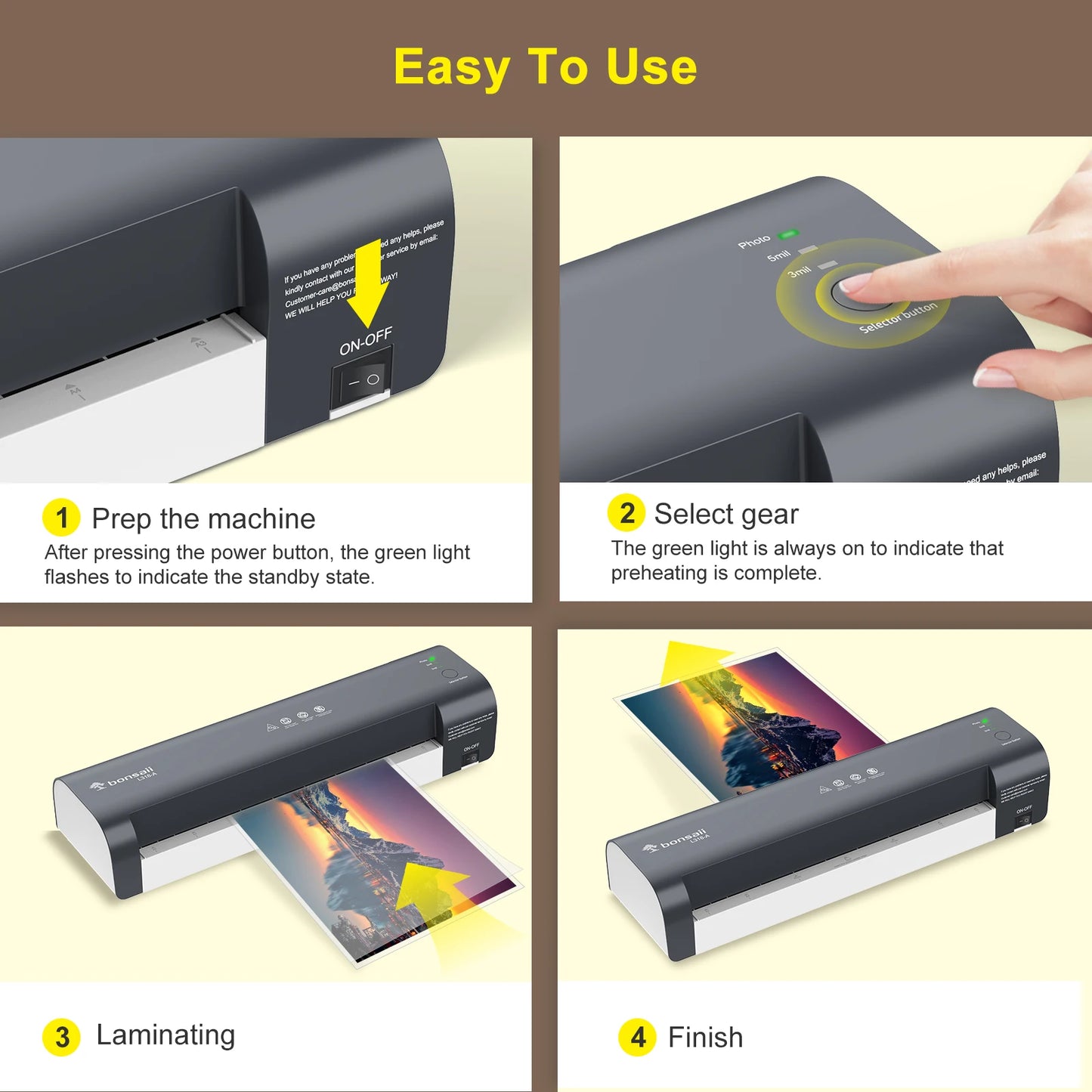 BONSAII Laminator 13 inch A3 - Never Jam Smart Temp - View 8