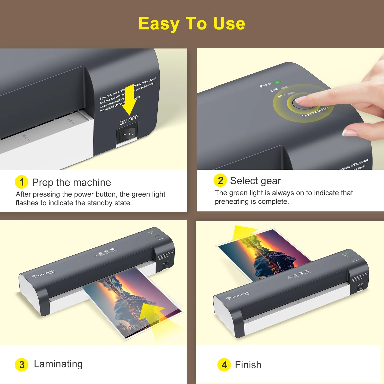 BONSAII Laminator 13 inch A3 - Never Jam Smart Temp - View 8