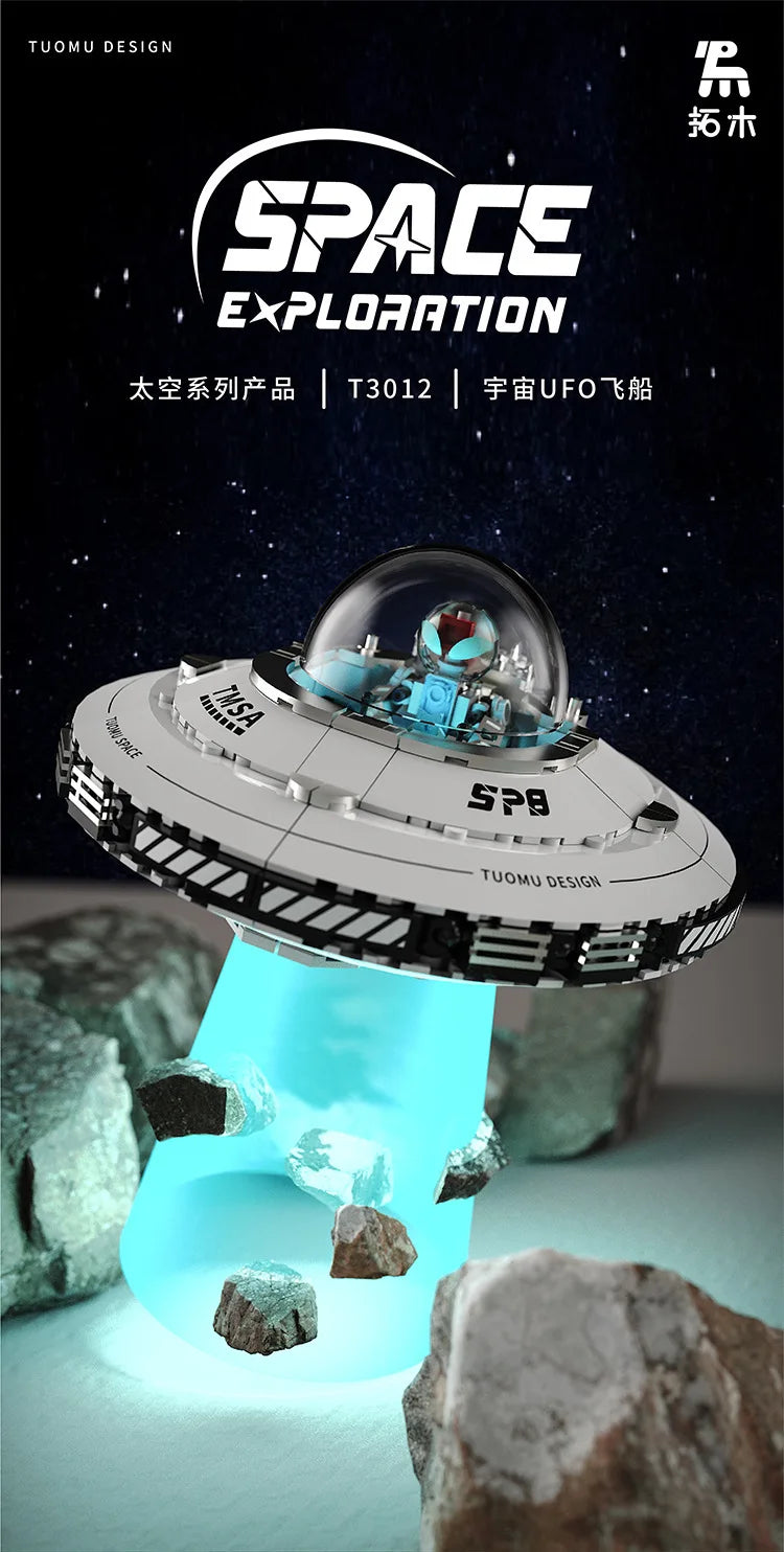 Hot 601pcs MOC Technical Space UFO Spaceship Building Blocks Spacecraft Bricks Model Assembling DIY  - Gallery image 13