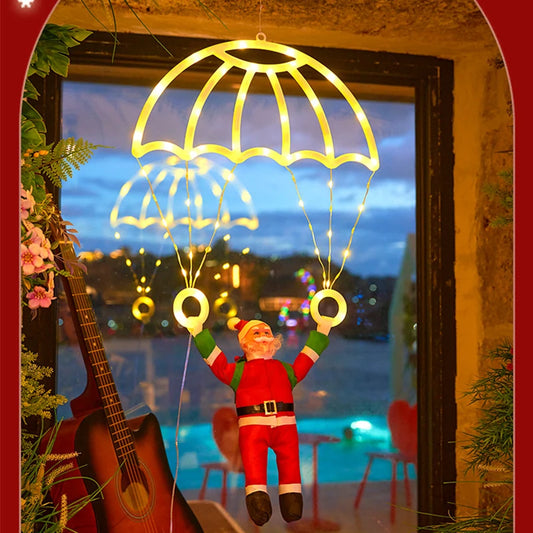 Christmas Parachute Light with Santa Claus 8 Mode Hanging Xmas Lamp fo - Front View