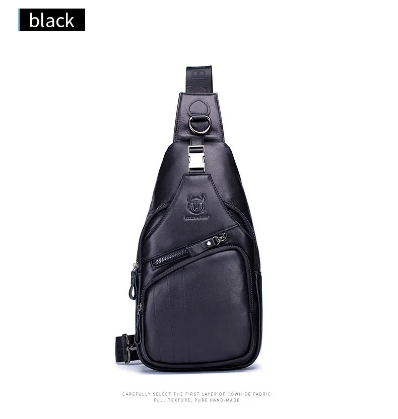 BULLCAPTAIN Bag Genuine Leather Chest Bag Men's Fashion Style Casual